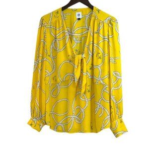 Cabi Reef Knot Women's Nautical Long Sleeve V-Neck Vibrant Blouse Size XL